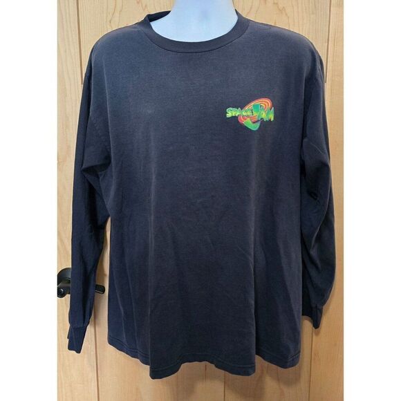 Vintage 98 Space Jam Long Sleeve T-Shirt Size M Warner Bros Vintage Style - Picture 1 of 8